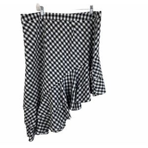 A New Day Black White Gingham Plaid Asymmetrical Hem Skirt Womens Size 18